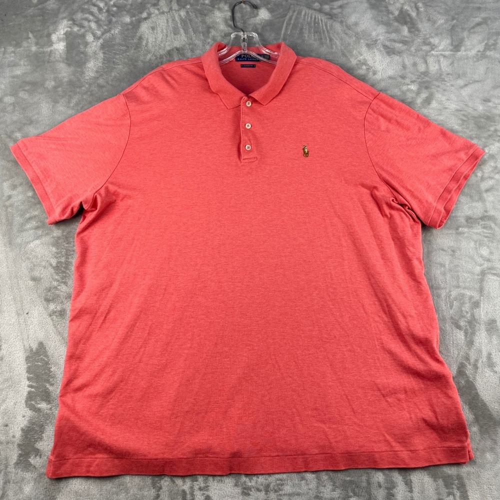 Polo Ralph Lauren Polo Shirt Mens XL Classic Fit Coral Heathered EUC